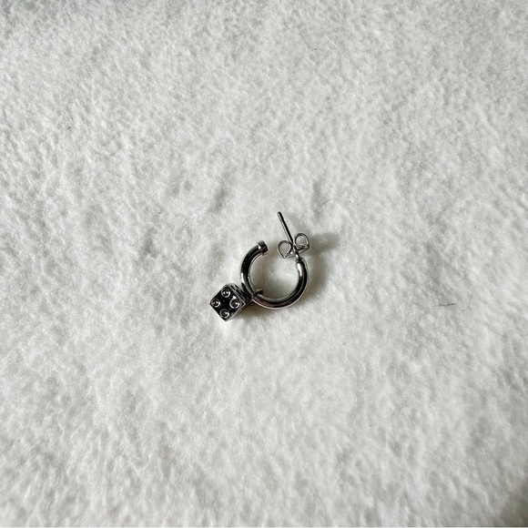 Coach NWT Mini Dice Hoop Charm Earring in Silver, Single Earring - Picture 6 of 10